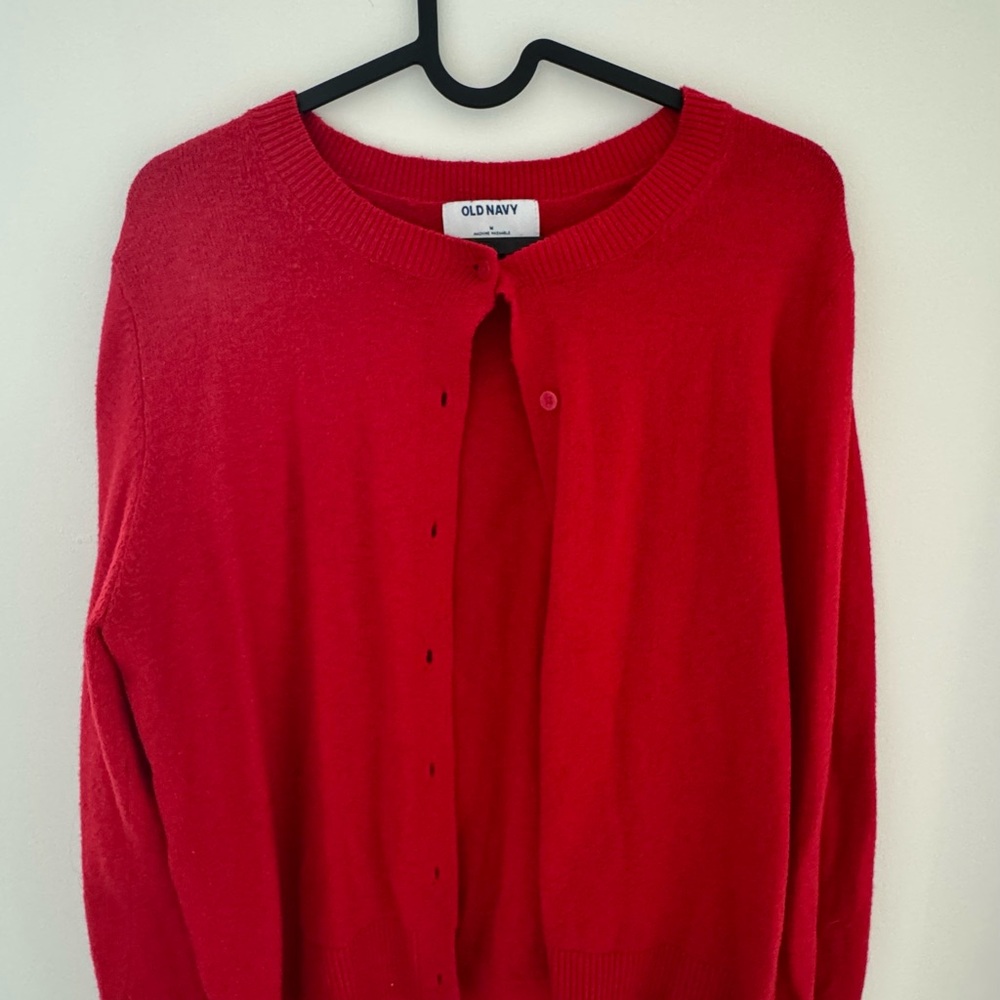 Old Navy Red Cardigan Sweater